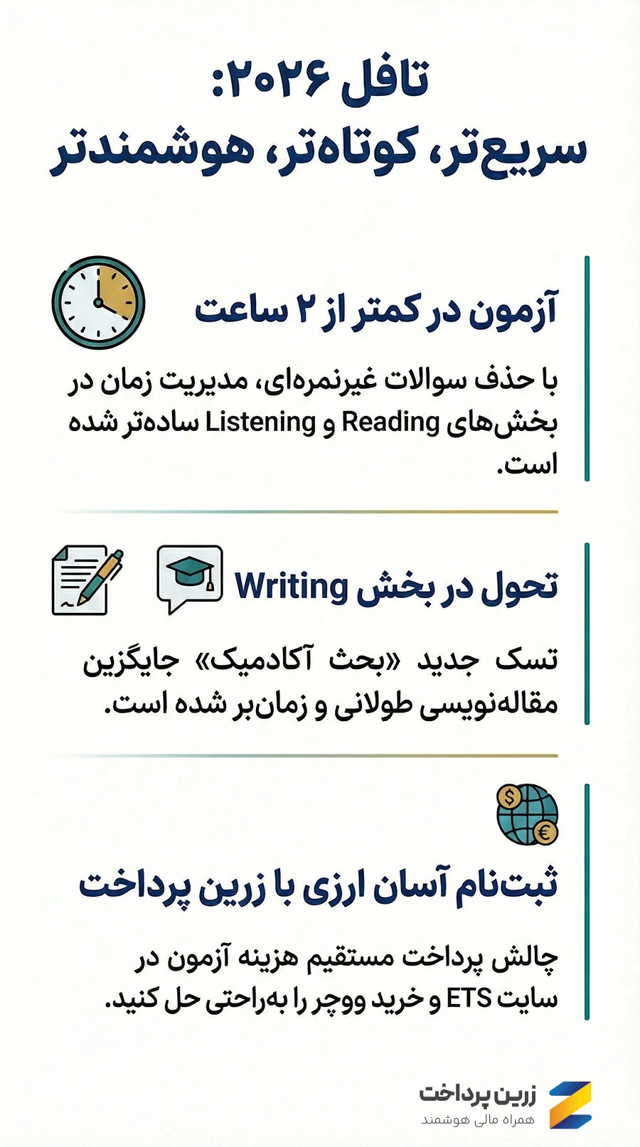 تغییرات جدید آزمون تافل 2026؛ ساختار و راهنمای پرداخت هزینه