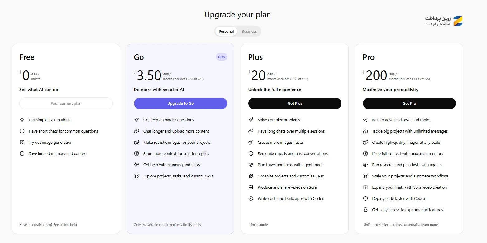 پلن های ChatGPT پرو