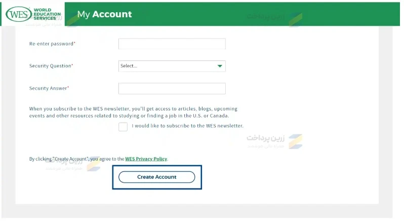 مراحل ارزیابی مدارک WES | وارد کردن اطلاعات شخصی